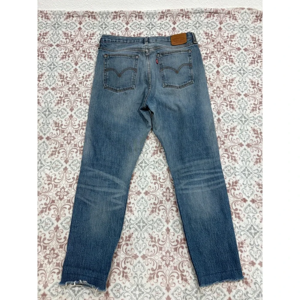 Levis 501 White Oak Cone Denim Jeans Blue Button Fly Raw Hem Mens 31 x 28